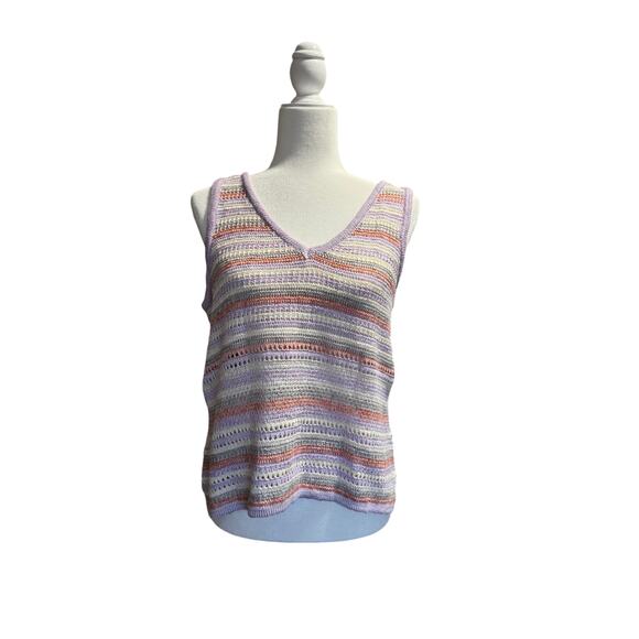 Cloud Chaser Tops - CLOUD CHASER Crochet V-Neck Tank Top in Sz Large